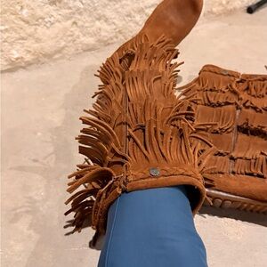 Minnetonka Brown Fringe Over the Knee Boots